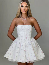 Pearl Strapless Floral Corset Mini Dress